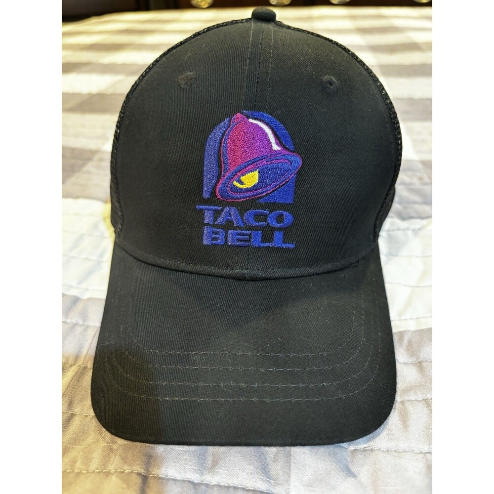Taco Bell Logo Embroidered Trucker Hat Black Mesh Snapback Adjustable Cap